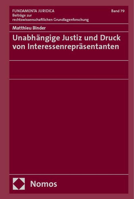 Matthieu Binder: Unabhängige Justiz und Druck von Interessenrepräsentanten, Buch