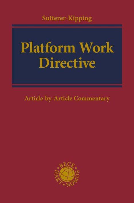 Titel auf rotem Hintergrund: "Platform Work Directive, Article-by-Article Commentary". Oben "Sutterer-Kipping". 