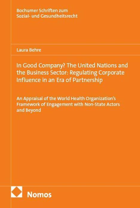 Bochumer Schriften zum Sozial- und Gesundheitsrecht. Titel: In Good Company? Logo: Nomos. Hintergrund in Orange.