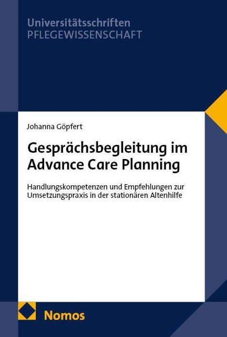 Titel: Gesprächsbegleitung im Advance Care Planning. Oben links dunkelblauer Hintergrund mit gelbem Logo unten links.