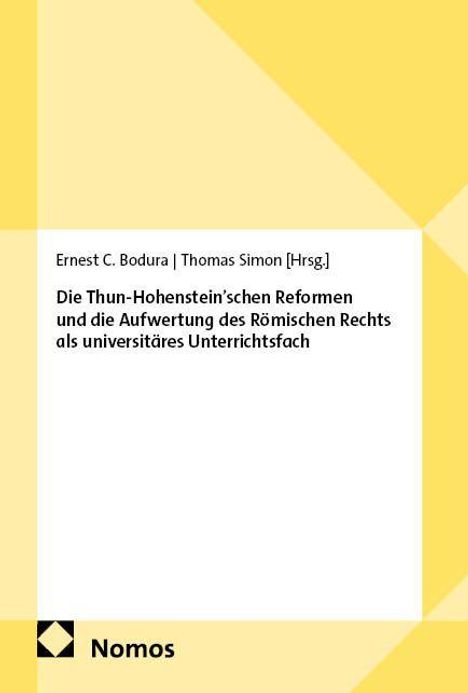 Ernest C. Bodura | Thomas Simon [Hrsg.], Buchcover mit gelbem geometrischen Muster. Logo: Nomos.