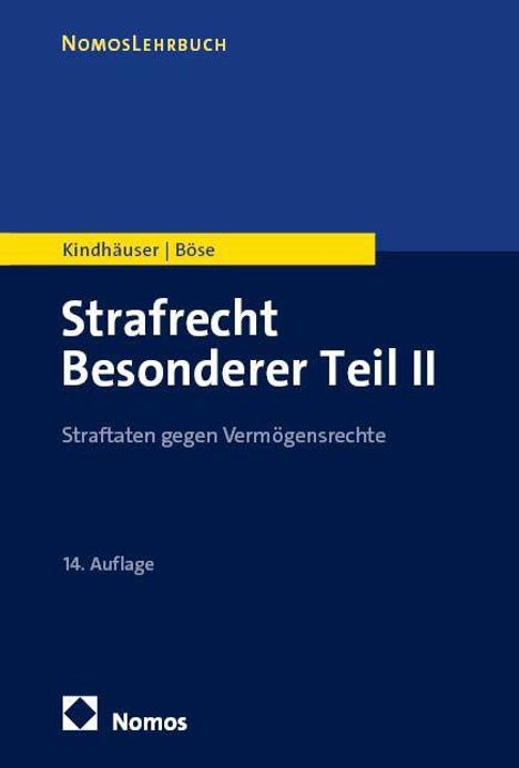 NomosLehrbuch: Strafrecht Besonderer Teil II, Straftaten gegen Vermögensrechte, 14. Auflage. Blaues Cover mit Logo.