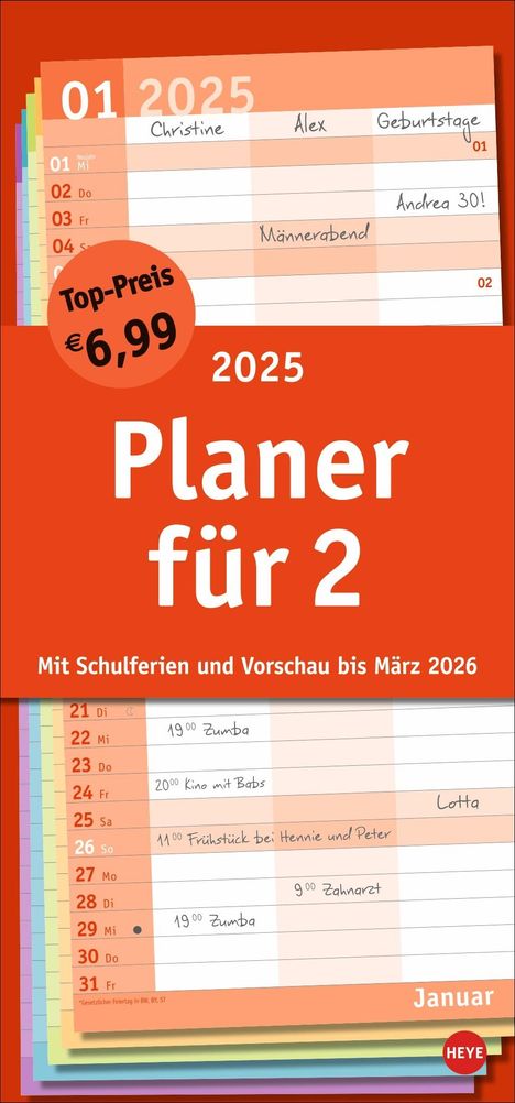 Basic Planer für zwei 2025, Kalender