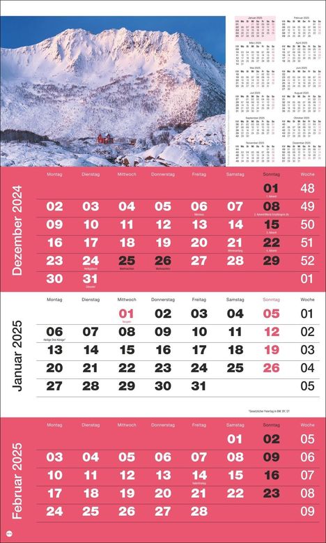 3-Monatsplaner Foto Traumziele 2025, Kalender