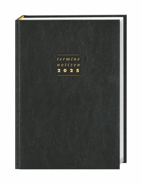Terminer A6, Leder schwarz 2025, Buch