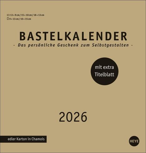 Premium-Bastelkalender gold mittel 2026, Kalender