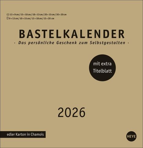 Premium-Bastelkalender gold groß 2026, Kalender