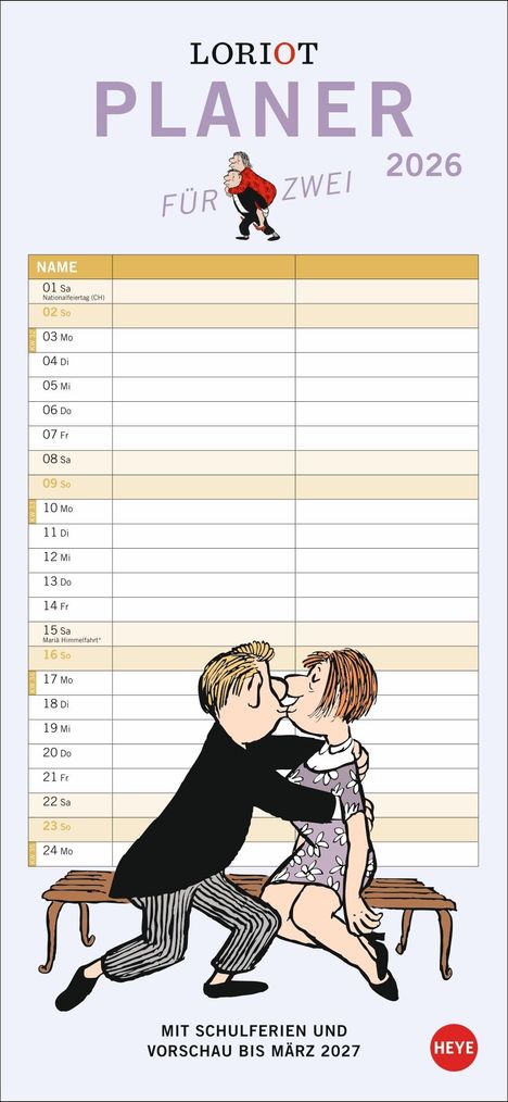 Loriot Planer für zwei 2026, Kalender