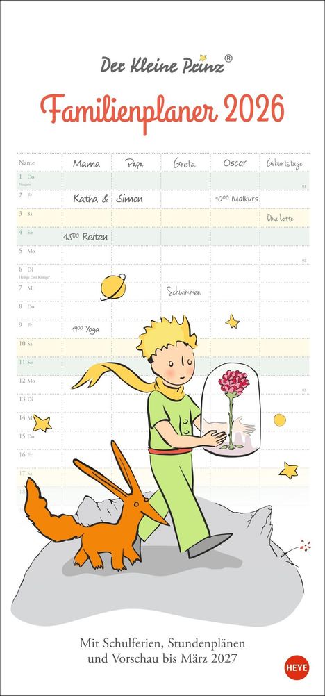 Der Kleine Prinz Familienplaner 2026, Kalender