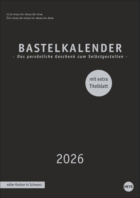 Premium-Bastelkalender schwarz A4 2026, Kalender