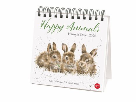 Hannah Dale: Happy Animals Premium-Postkartenkalender 2026, Kalender