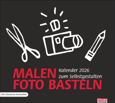 times&more Bastelkalender schwarz 2026, Kalender