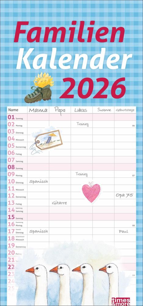 times&more Schaffner Familienplaner 2026, Kalender