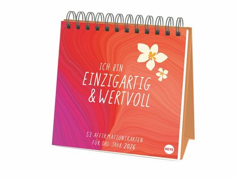 Ich bin einzigartig und wertvoll Premium-Postkartenkalender2026 - 53 Affirmationskarten für das Jahr, Kalender