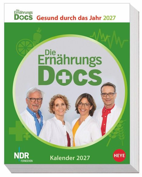 „Die Ernährungs-Docs“, „Gesund durch das Jahr 2027“, NDR Fernsehen, Kalender 2027. Vier Ärzte in weißen Kitteln.