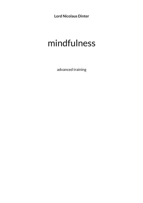 Lord Nicolaus Dinter: mindfulness, Buch