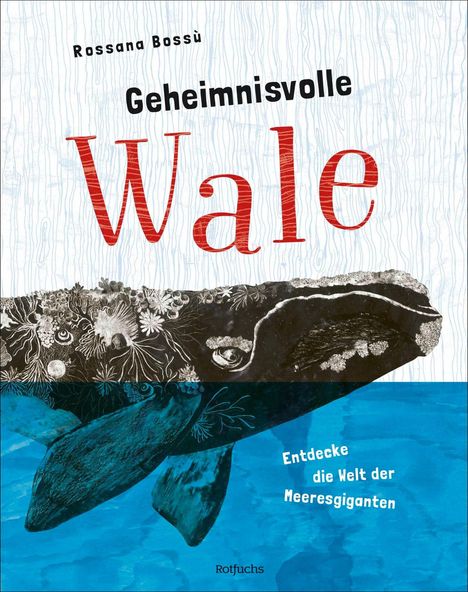 Text: "Geheimnisvolle Wale" und "Entdecke die Welt der Meeresgiganten". Illustration eines Wals, halb im Wasser.