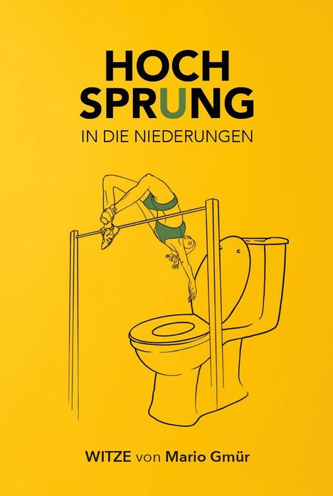"Hochsprung in die Niederungen", Illustration von einem Sportler, der über eine Stange in ein WC springt.