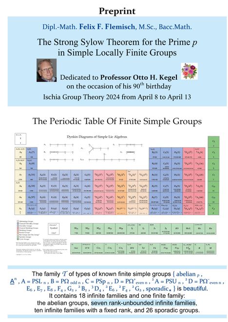 Dipl. -Math. Felix F. Flemisch: The Strong Sylow Theorem for the Prime p in Simple Locally Finite Groups, Buch