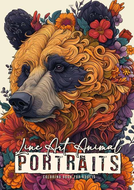 Monsoon Publishing: Line Art Animal Portraits Coloring Book for Adults, Buch