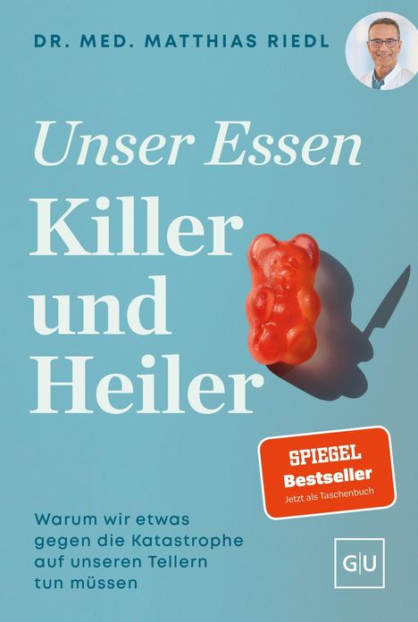 "Unser Essen: Killer und Heiler. Warum wir etwas gegen die Katastrophe auf unseren Tellern tun müssen."  
Bild eines Gummibärchens.