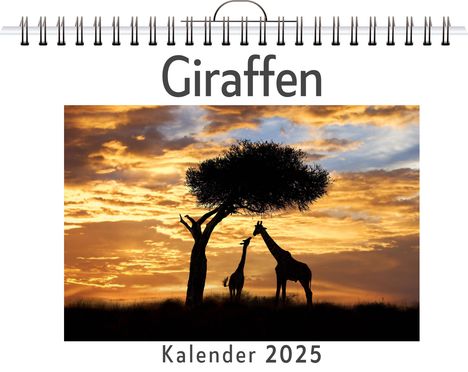 David Werner: Giraffen - (Wandkalender 2025, Kalender DIN A4 quer, Monatskalender im Querformat mit Kalendarium, das perfekte Geschenk), Kalender