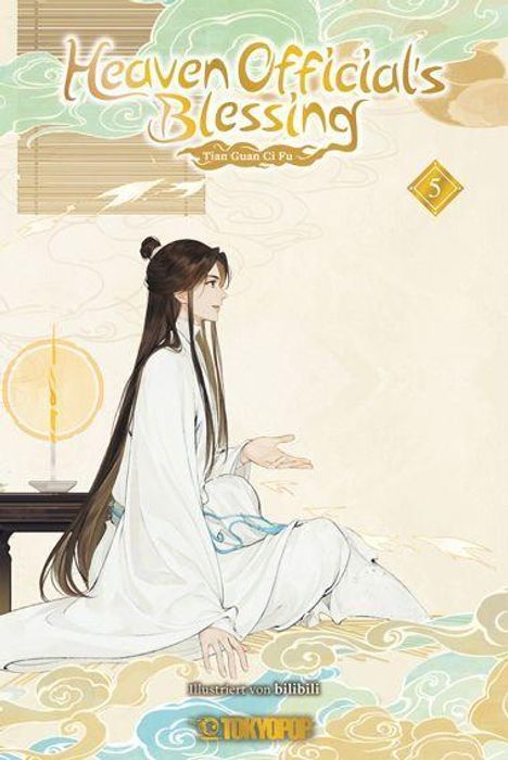 "Heaven Official's Blessing", "Tian Guan Ci Fu", "5", Illustration eines sitzenden Mannes in traditioneller Kleidung.
