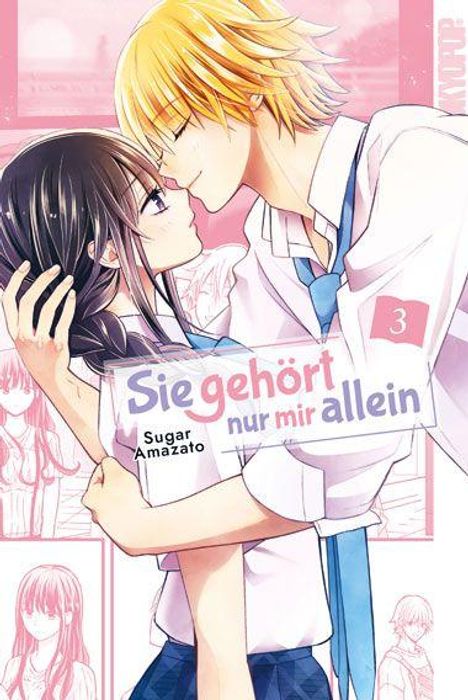 "Sieg gehört nur mir allein", Band 3, von Sugar Amazato. Ein junges Paar steht eng umschlungen in einem romantischen Moment.