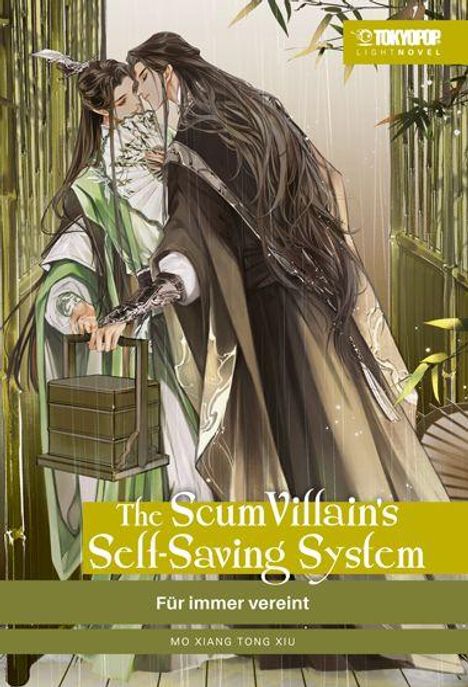 "The Scum Villain's Self-Saving System: Für immer vereint." Zwei Figuren in eleganten Gewändern, eng beieinander.