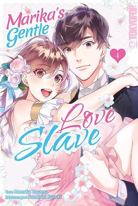 "Marika’s Gentle Love Slave" steht auf einem Mangacover. Ein lächelndes Paar in festlicher Kleidung umarmt sich.