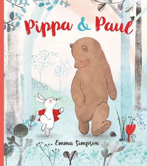 „Pippa & Paul“ und „Emma Simpson“ sind in einer Illustration zu sehen, auf der ein Hase und ein Bär im Wald spazieren.