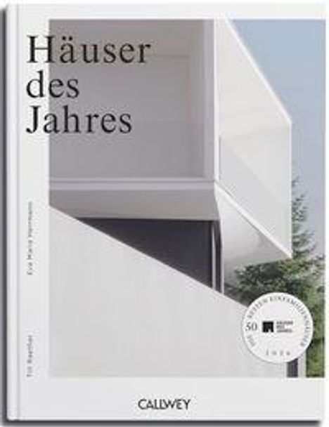 "Häuser des Jahres" steht oben. Unten ist CALVENDO zu sehen. Moderne Architektur mit weißen, klaren Linien.
