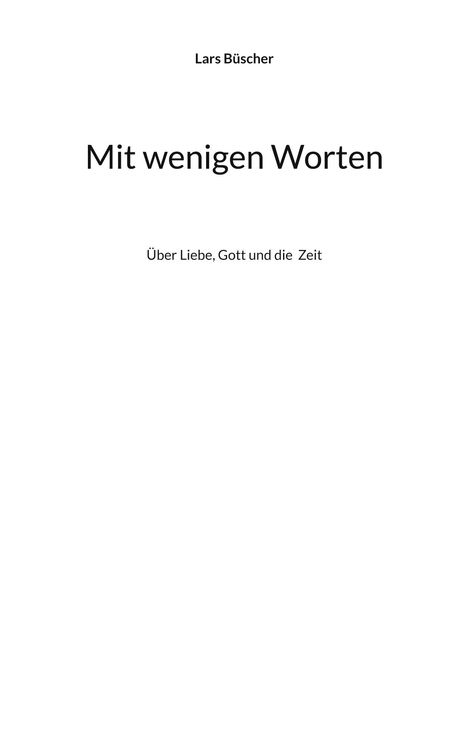 Lars Büscher: Mit wenigen Worten, Buch