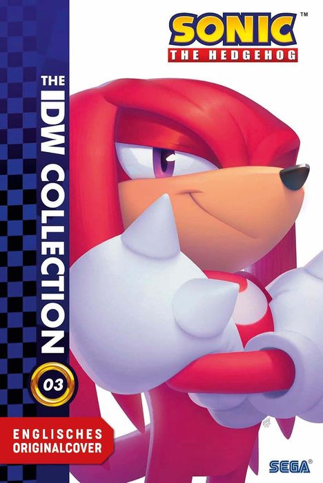 „Sonic The Hedgehog“ oben. „The IDW Collection“ links. Illustration von Knuckles mit verschränkten Armen.