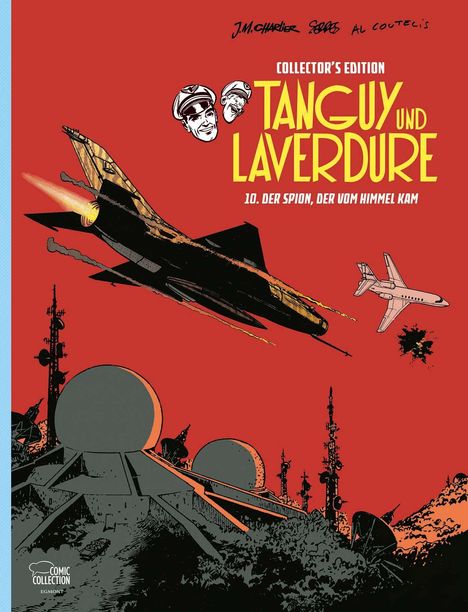 "TANGUY UND LAVERDURE: 10. DER SPION, DER VOM HIMMEL KAM." Illustration mit Flugzeugen und Radarstationen.