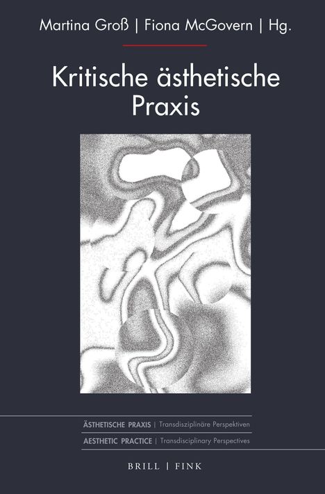 "Kritische ästhetische Praxis" von Martina Groß und Fiona McGovern. Abstrakte schwarz-weiße Illustration.