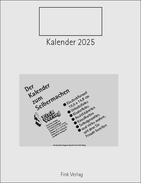 Kalender zum Selbermachen 2025, Kalender