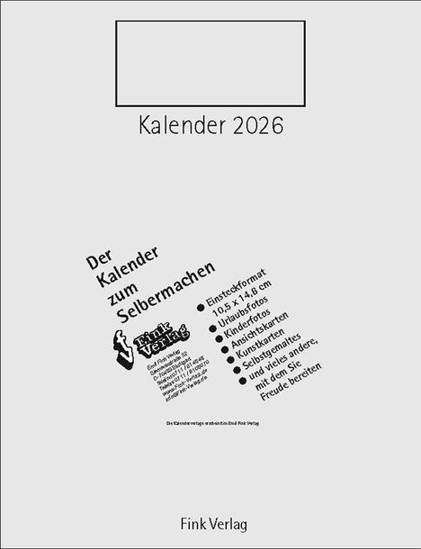 Emil Fink: Kalender zum Selbermachen 2026, Kalender