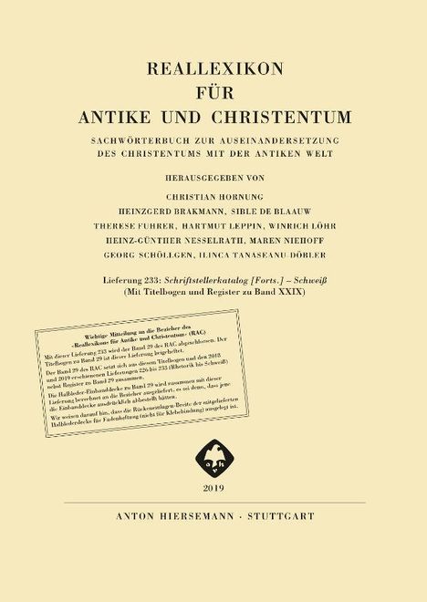Reallexikon für Antike und Christentum, Buch