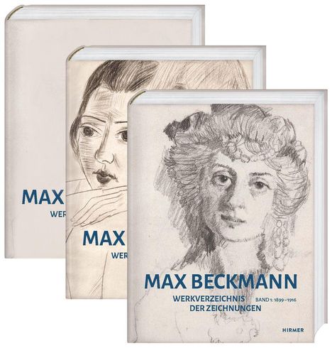"MAX BECKMANN WERKVERZEICHNIS DER ZEICHNUNGEN BAND 1: 1899–1916." Drei Illustrationen mit Porträts auf Buchcovern.