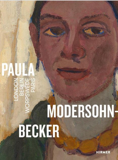 „Paula Modersohn-Becker: London, Berlin, Worpswede, Paris“. Illustration eines Gesichts mit intensiven Farben und Details.