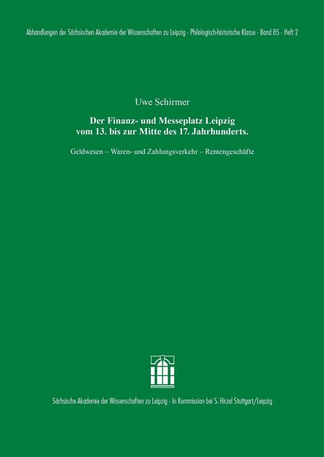 Uwe Schirmer: Schirmer, U: Finanz- und Messeplatz Leipzig, Buch