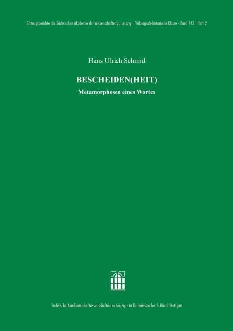 Hans Ulrich Schmid: Bescheiden(Heit), Buch
