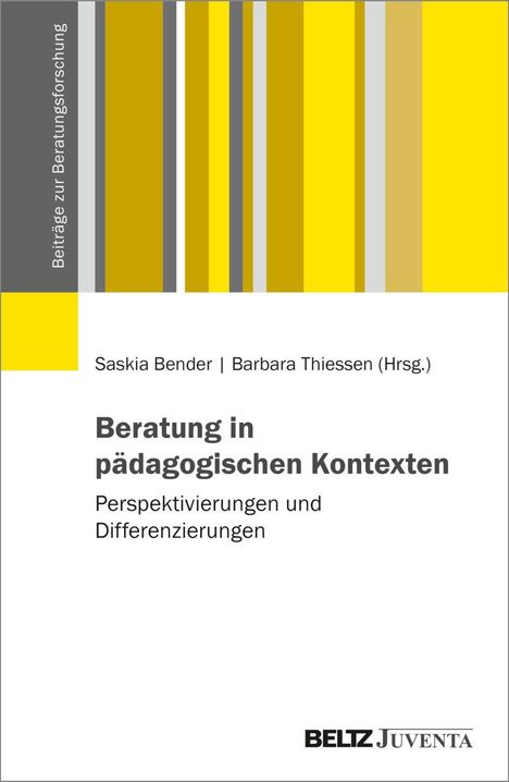 Titel: "Beratung in pädagogischen Kontexten". Vertikale bunte Streifen links, BELTZ Juventa-Logo.