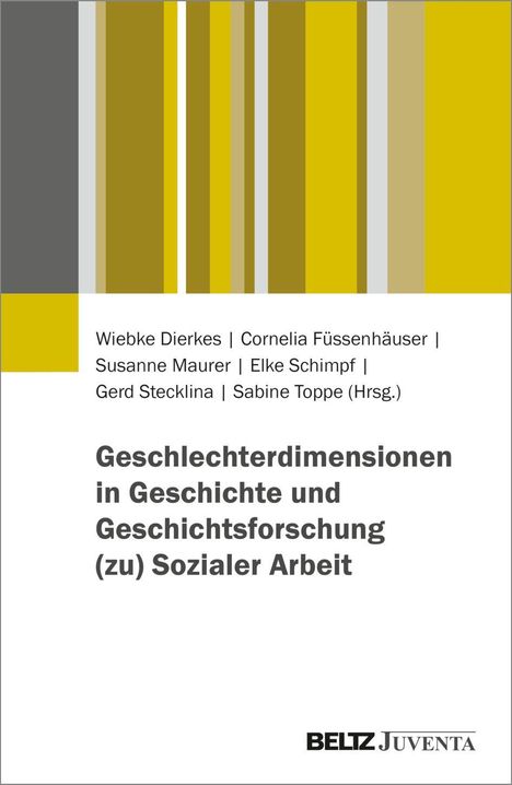 Titel: "Geschlechterdimensionen in Geschichte und Geschichtsforschung (zu) Sozialer Arbeit". Vertikale Streifen oben.