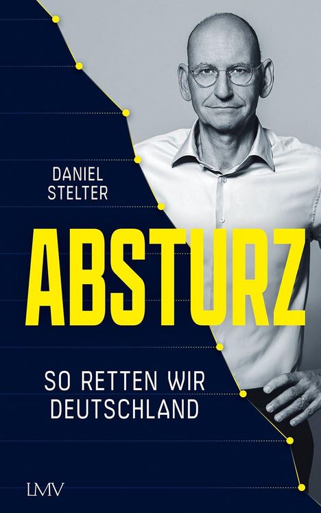 "Daniel Stelter, ABSTURZ, So retten wir Deutschland." Ein Mann in Hemd und Brille schaut ernst.