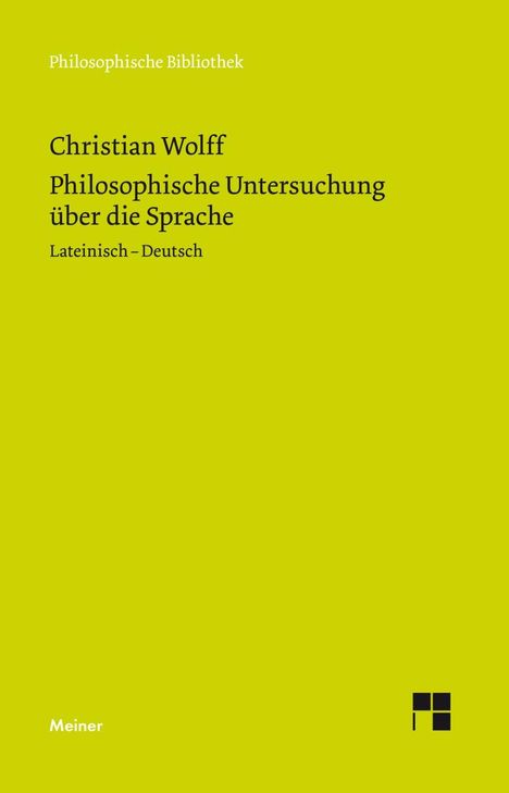 Christian Wolff: Philosophische Untersuchung über die Sprache, Buch
