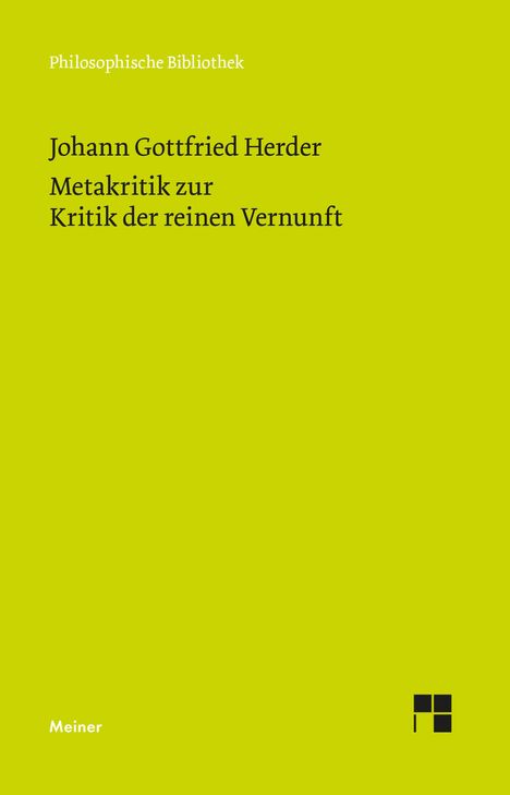 Johann Gottfried Herder: Metakritik zur Kritik der reinen Vernunft, Buch