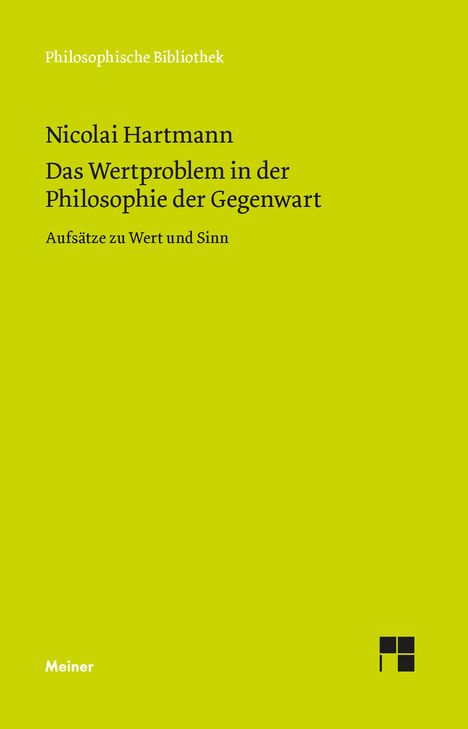 Nicolai Hartmann: Das Wertproblem in der Philosophie der Gegenwart, Buch