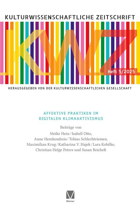 Titel: "Kulturwissenschaftliche Zeitschrift". Thema: "Affektive Praktiken im digitalen Klimaaktivismus". Bunte Streifen.